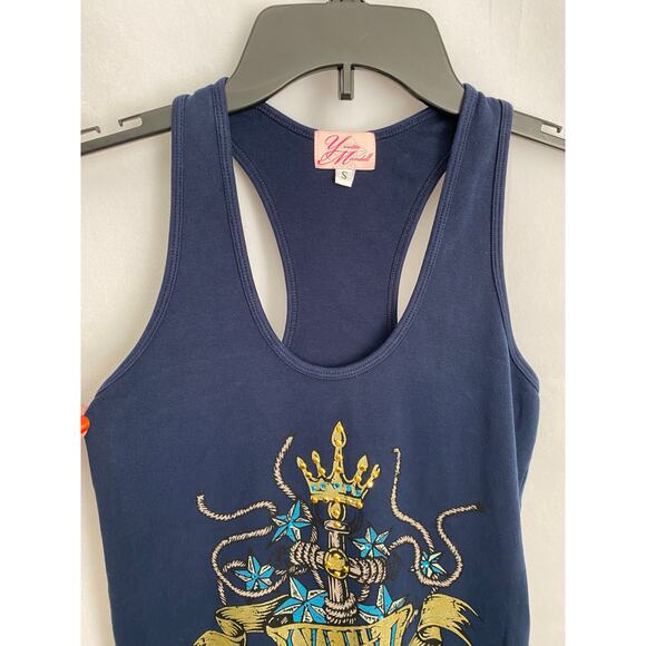 Yvette Mandell Jeweled Anchor & Crown Racer Back Tank Top Small - Picture 3 of 6